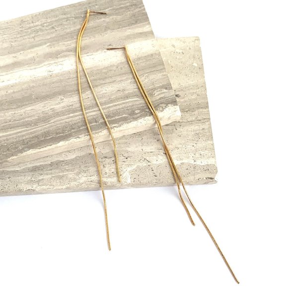 NEW~ Free People Gold Chain Duster Earrings - Picture 1 of 9